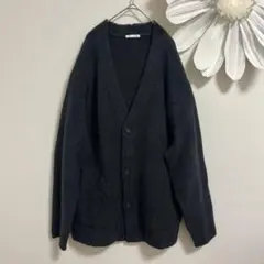 ジーユー GU ブラッシーニットVネックカーディガン Lサイズ ブラック