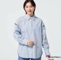 GU 2wayストライプオーバーサイズシャツ