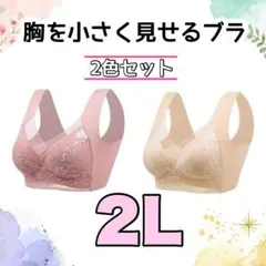 胸を小さく見せるブラ　シームレス 2L 着痩せ　美胸　ノンワイヤー　ナイトブラ