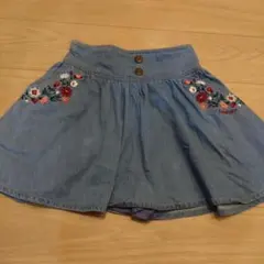 デニム花柄刺繍スカート Lovetoxic