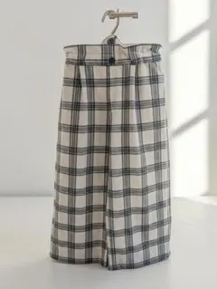 GU チェック柄 ワイドパンツ 130　ライトベージュ