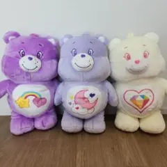 【3体セット】ケアベアウルトラBIGぬいぐるみ 紫 薄紫 白