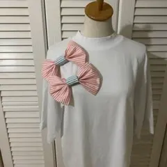 ボーダー　リボン　ブローチ　盛り髪　サックス　ピンク　ロカビリー　水色　セット