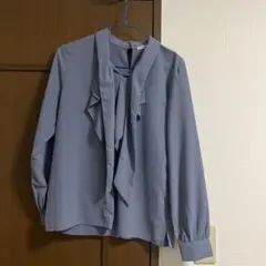 GLACIER ボウタイブラウス 長袖 ブルーグレー