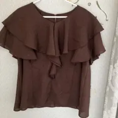 AMERICAN HOLIC フリル半袖ブラウス ショコラ Lのサムネイル