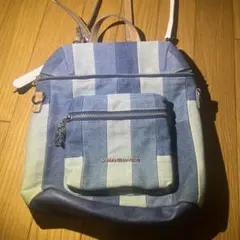 Samantha Vega デニム×レザー風 リュック チェック柄 バックパック