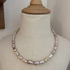 天然淡水パール　バロック　ふたこ　天然色　ネックレス　ハンドメイドパーツ