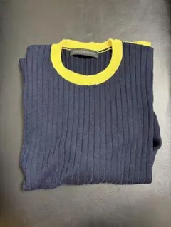 URBAN RESEARCH ネイビー/イエロー リブニット