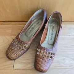 ヴィンテージ イヴ・サンローラン レザーシューズ メッシュ グリモワール