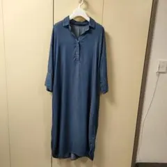 ドゥアルシゥゥ゙デニムシャツワンピース ロング丈 長袖のサムネイル