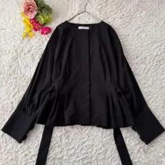 アドーア ADORE モダールエステルジャケット 比翼 ペプラム ライトアウター