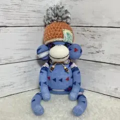 716【青 オルテガ柄】ソックモンキー ぬいぐるみのサムネイル