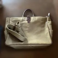 ベージュ キャンバス ショルダーバッグ