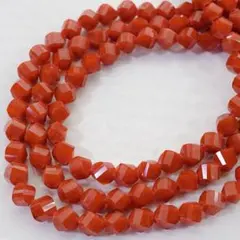 n*n様 hu762/ガラスビーズ◇多面カット レッド 3連