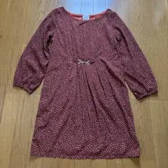 NATURAL BEAUTY BASIC 総柄 七分袖ワンピース ボルドー