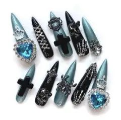 翌日発送　ネイルチップ　地雷系　サブカル　y2k ゴテゴテ　量産型　韓国