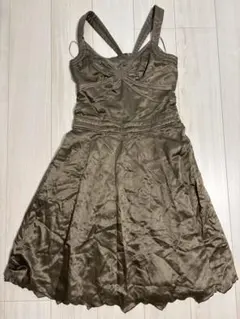 《美品》サテン キャミワンピース オリーブグリーン