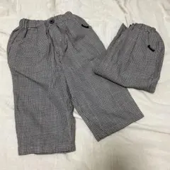 manina チェック柄 ロングパンツ　95 2枚セット