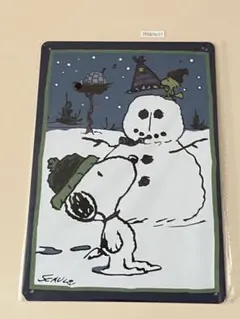 PEANUTS スヌーピー 雪だるま ブリキ看板 インテリア
