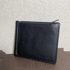 COACH コーチ マネークリップ 小銭入れ付き 二つ折り財布 ブラックのサムネイル
