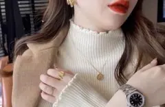 【数量限定大幅値下げ中】裏起毛 タートルネック ブラック ハイネック ニット