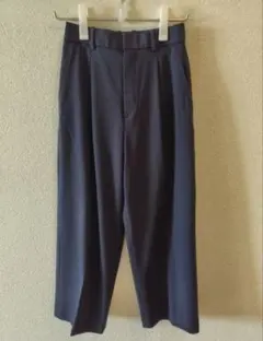 ユニクロ タックワイドパンツ S ネイビー