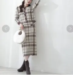 プロポーションボディドレッシング　チェックジャガードセットアップ　S