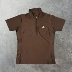 vintage　adidas ハーフジップ 半袖 ブラック　ゴルフウェア S