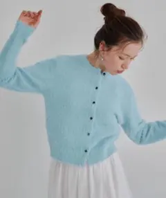 【美品】titivate クルーネックミニシャギーニットカーディガン