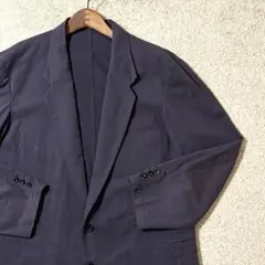 パパス アンコン仕立て コットン テーラードジャケット 紺 M L相当