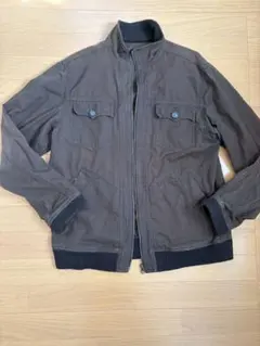 ブラウン 焦茶色のジャンパー リブ付き　カジュアル上着　L