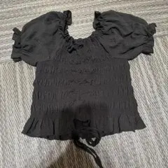 PHILLY フロントギャザー 半袖Tシャツ ブラック