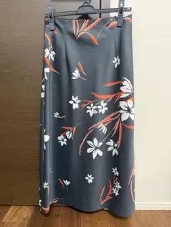 花柄フレアスカート グレーのサムネイル