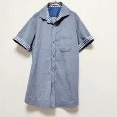 【ラトルトラップ】 半袖シャツ チェック 綿混 メンズ 青グレー Lのサムネイル