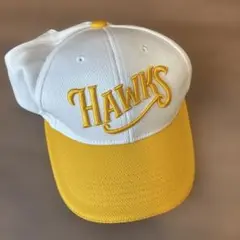 HAWKS 刺繍キャップ ホワイト/イエロー キッズ