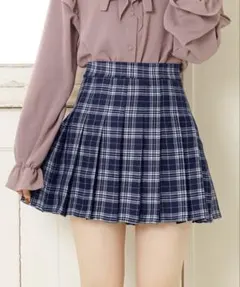 チェックプリーツスカパン