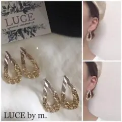 181 ドロップ 雫 ゴールド フープ キラキラ ピアス
