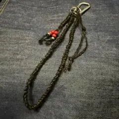 No.1 カラビナ付き リネン パラコード ハンドストラップ ブラック