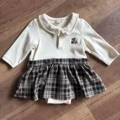 【美品】Petit mainベビー ワンピース くまチェック80