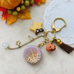 ハロウィンマカロンのキーホルダー【ハンドメイド】パープル