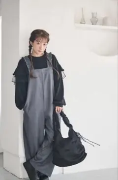 【新品】しまむら　辻希美Ange Charme サロペットパンツ 濃灰　Lのサムネイル