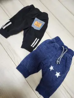 キッズ 半ズボン 星 2枚セット　80cm　90cm　　男の子　女の子　デニム