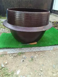 昭和レトロ 大型火鉢 直径63cm 陶器鉢 金魚鉢 メダカ鉢 260315-1