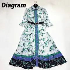 【極美品✨】ダイアグラム　フラワーパターンワンピース　36 花柄　ベルト付き