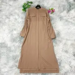 【UNTITLED】ロングシャツワンピース　(2)　キャメル　ポケット付　羽織り