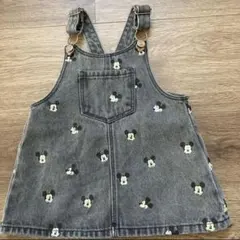 zara ディズニー　ミッキー　ジャンスカ　サロペット　デニムスカート