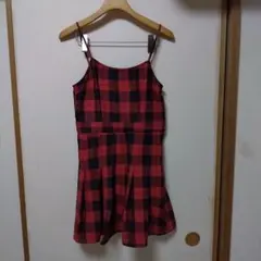 赤と黒のチェック柄ワンピース　H&M