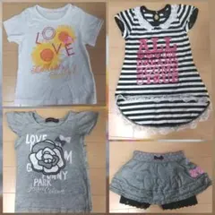 女の子♡１１０cm♡４点セット♡Tシャツ×２。ワンピ。スカッツ