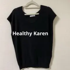 Healthy Karen 薄手 Vネック ラメ入りニット ベスト ブラックのサムネイル