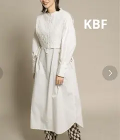 KBF ケービーエス　キルティングレイヤードワンピース　アイボリー　白